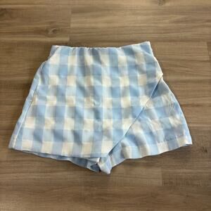 Altar'd State Blue Gingham Paid Skort Shorts Women Size Small